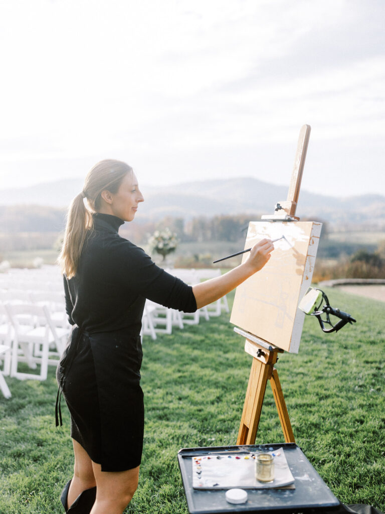 Autumn Wedding at Pippin Hill Farm Charlottesville Wedding Photographer Live Painter