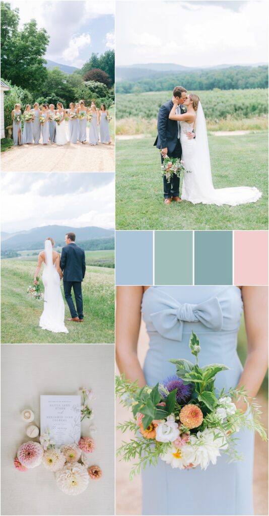 Color Palettes for Weddings | Blue and Pink Summer wedding at Pharsalia | Charlottesville Wedding Photographer 