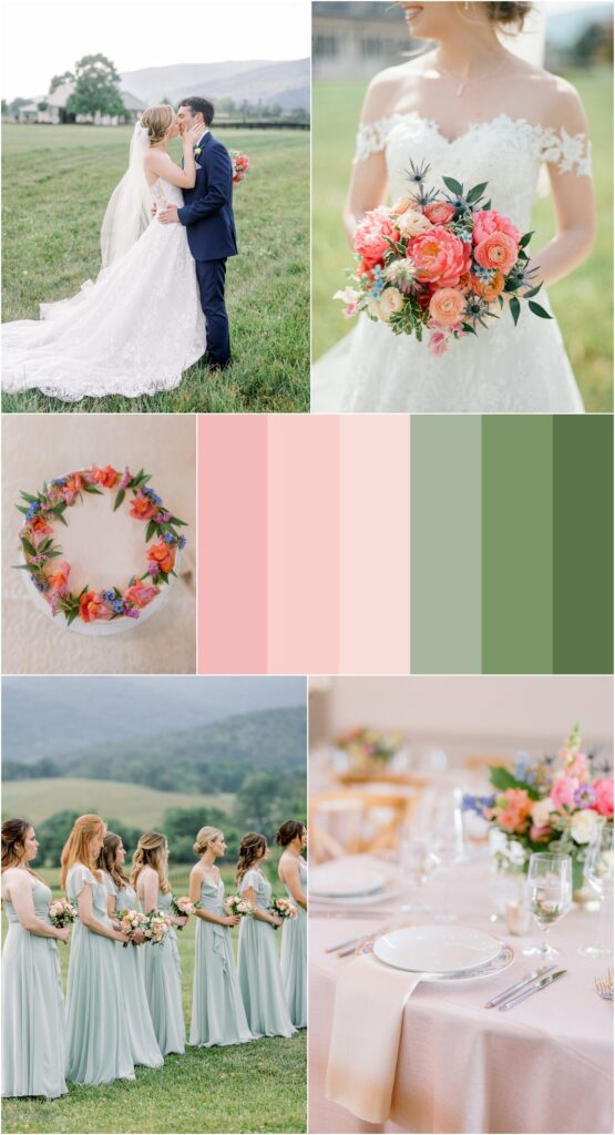 Stunning Color Palettes for Weddings | Summer Wedding in Pink and Mint Green at King Family Vineyards